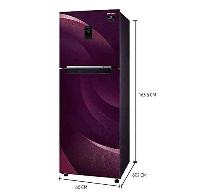 Samsung 314 L 2 Star Inverter Frost-Free Double Door Refrigerator (RT34T46324R/HL Rhythmic Twirl Red Convertible)